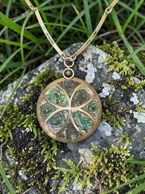 Vintage Mexican Taxco Sterling Silver Abalone Inlay Necklace